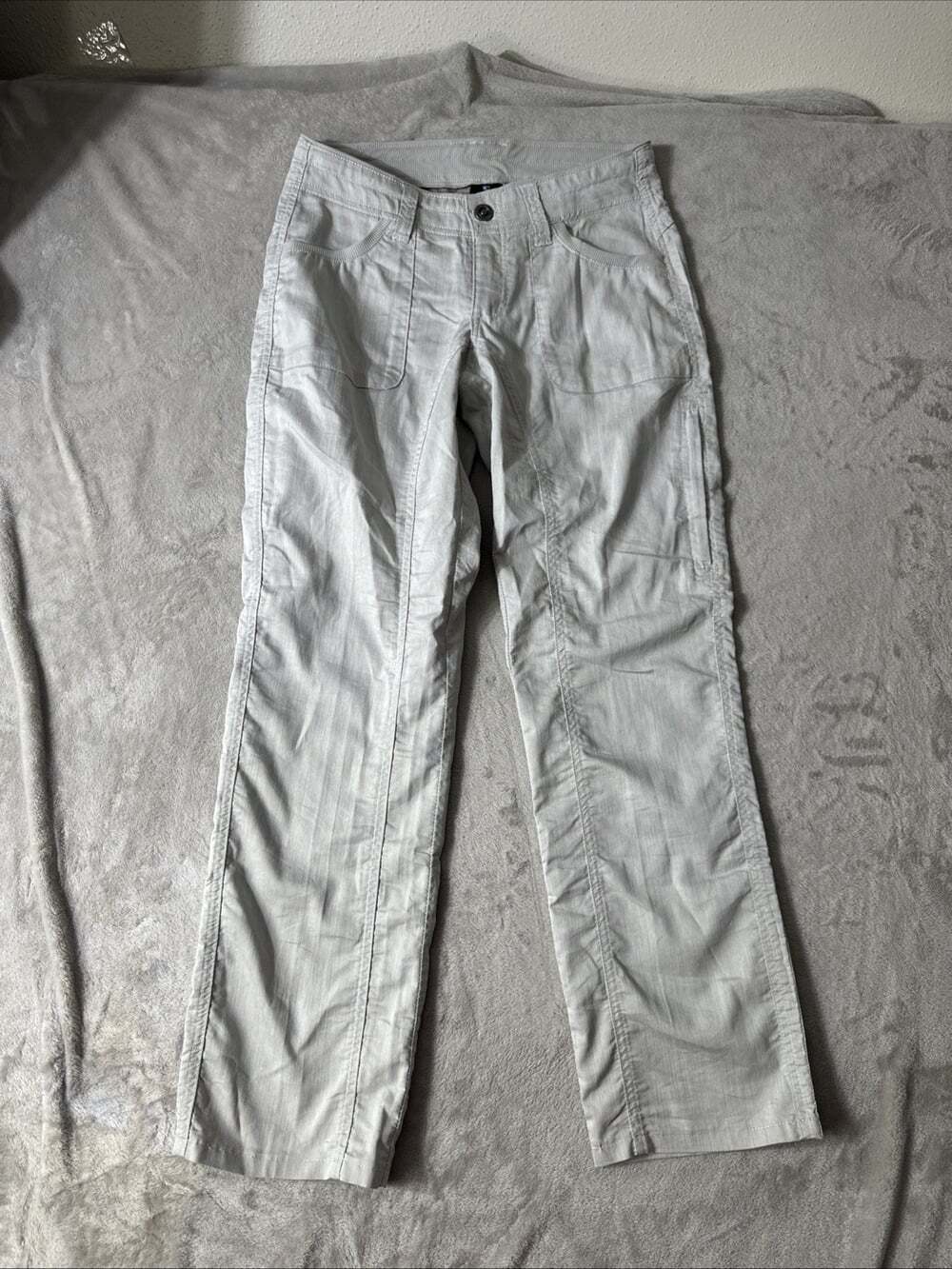 Kuhl Women’s Size 2 Reg Linen Blend Pants Beige Tan Hiking Outdoor Straight Leg